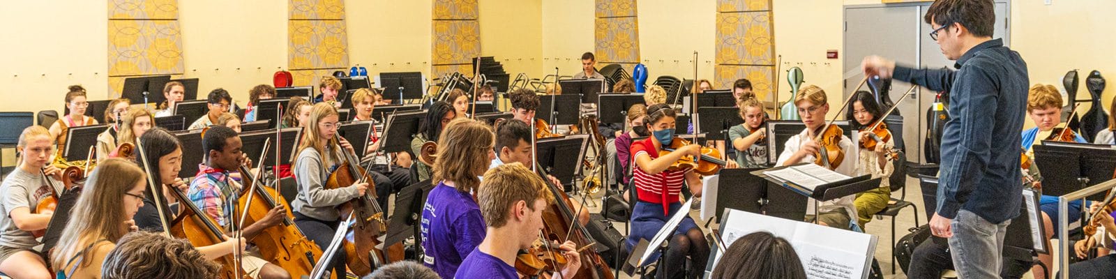 SMC orchestra students practicing