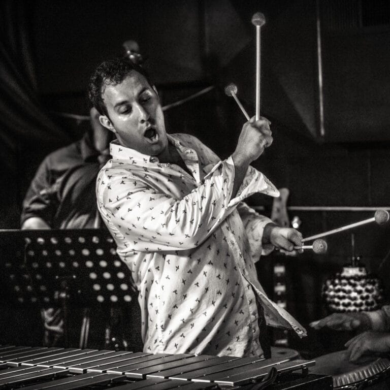 A man playing the xylophone