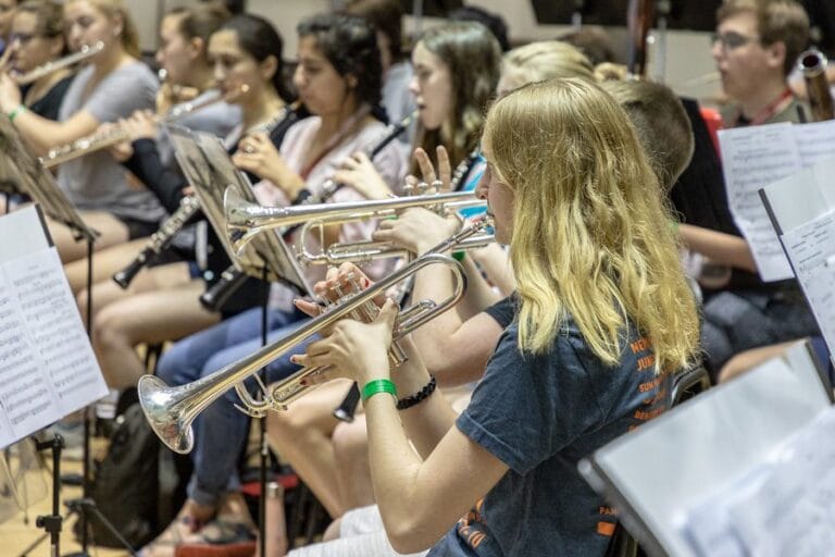 Summer Music Clinic students playing instruments