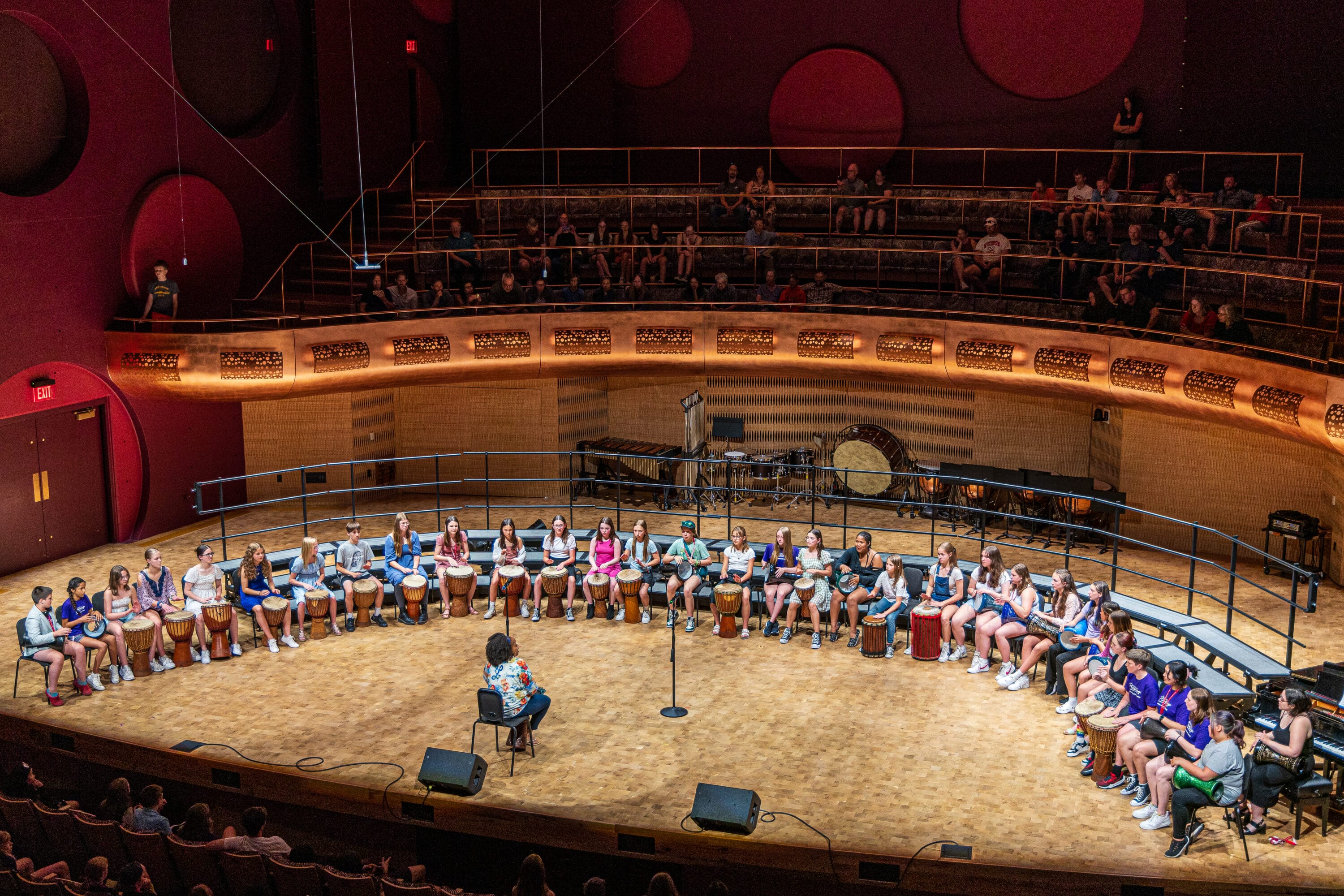 Aerial view of an auditorium 