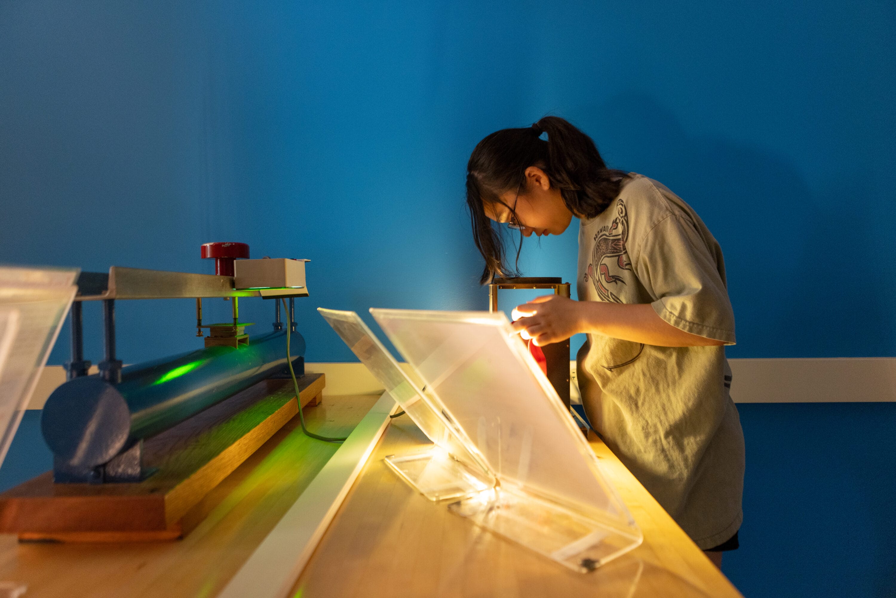 A student working on a project in her room.