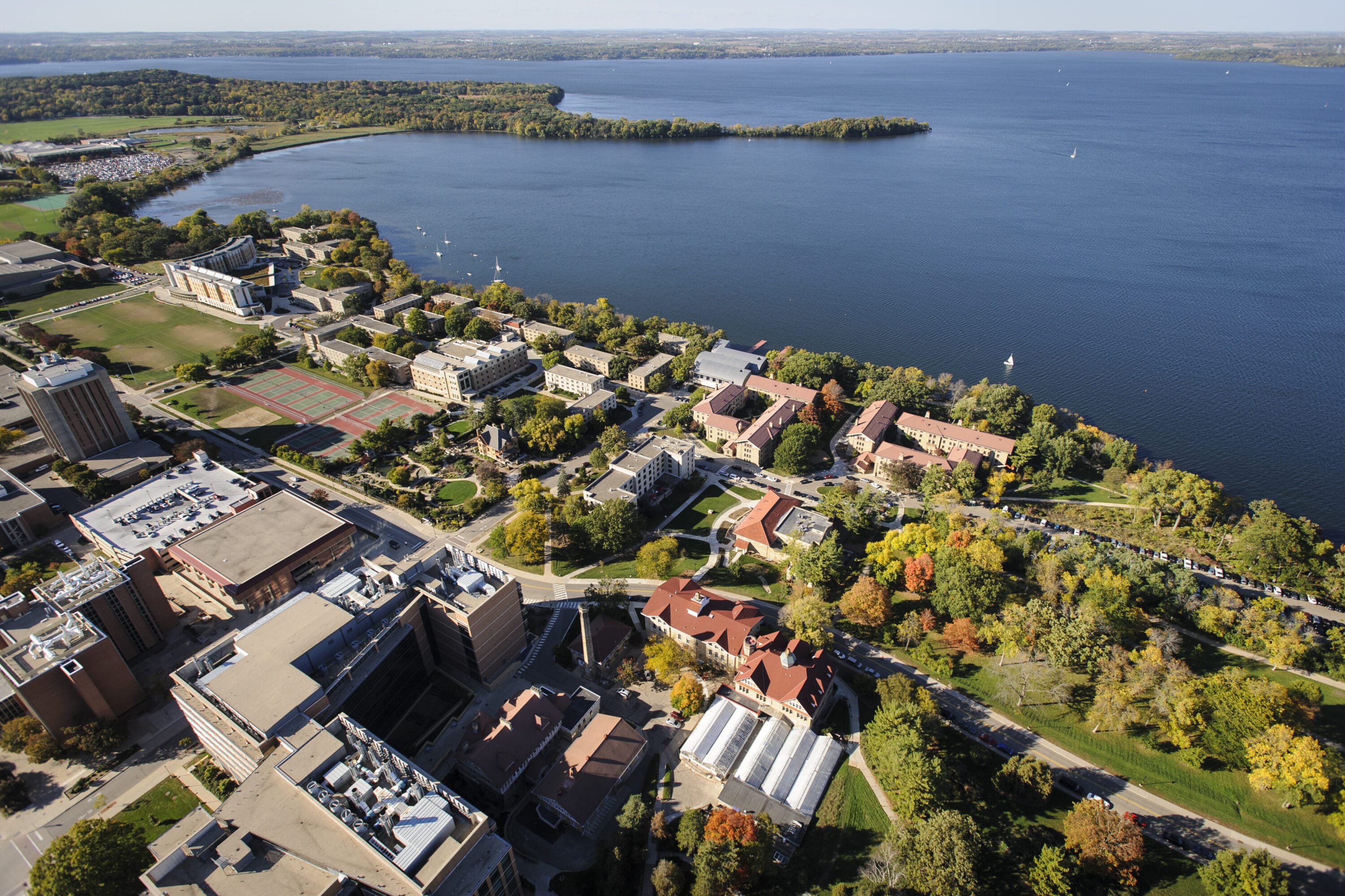 Aerial shot of UW-Madison campus