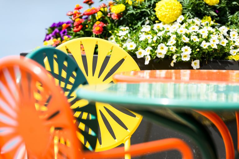 Close up shot of the Memorial Union chairs.